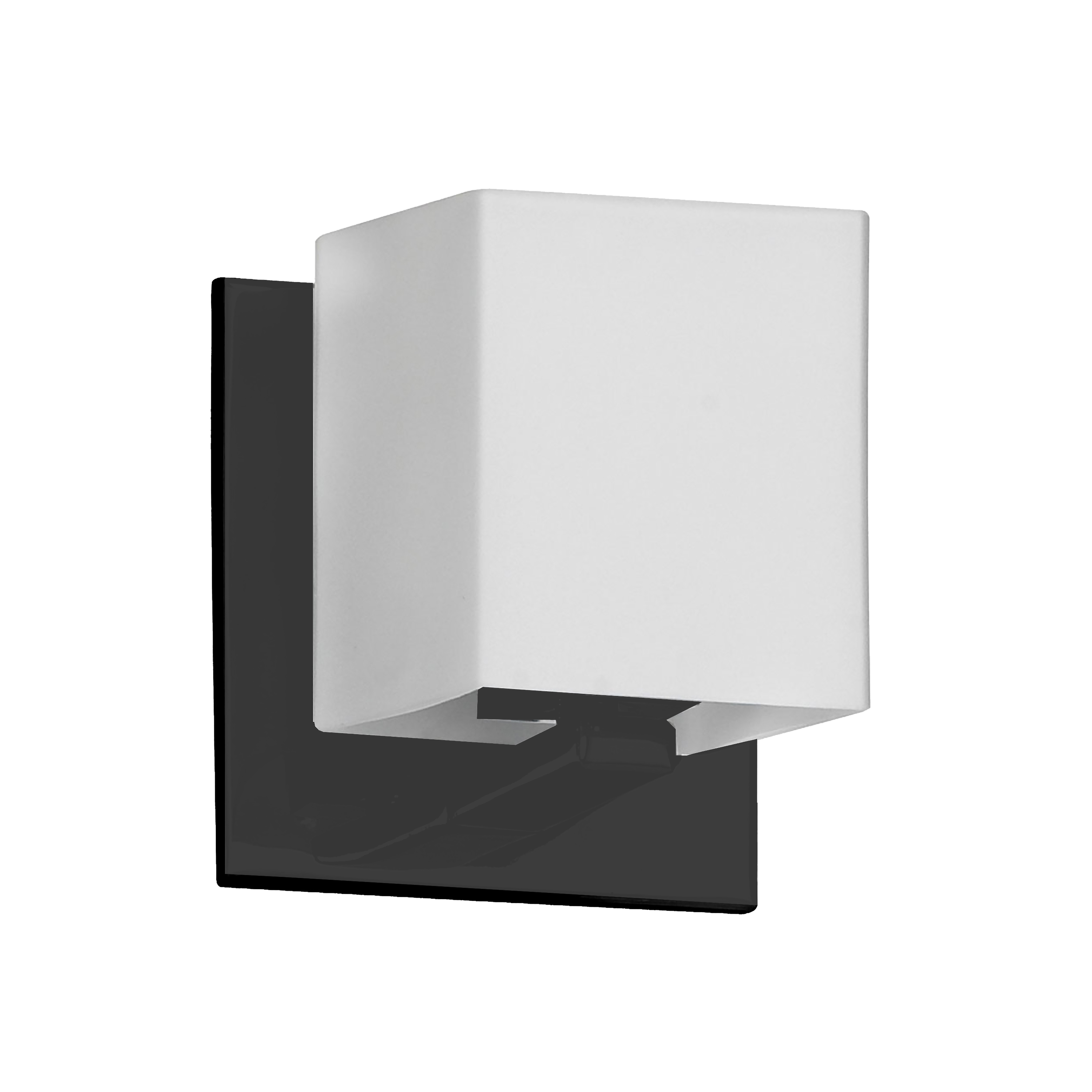 1 Light Halogen Wall Sconce, Matte Black with White Glass