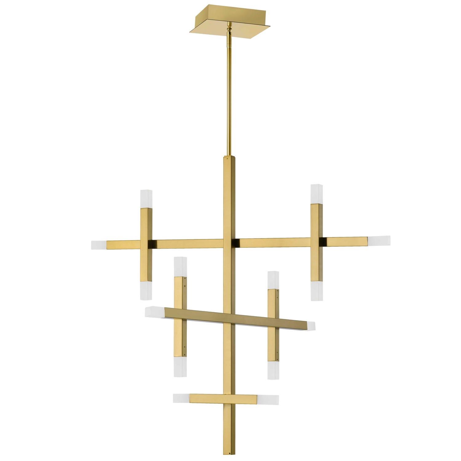 42W Chandelier Aged Brass with Frosted Acrylic Diffuser