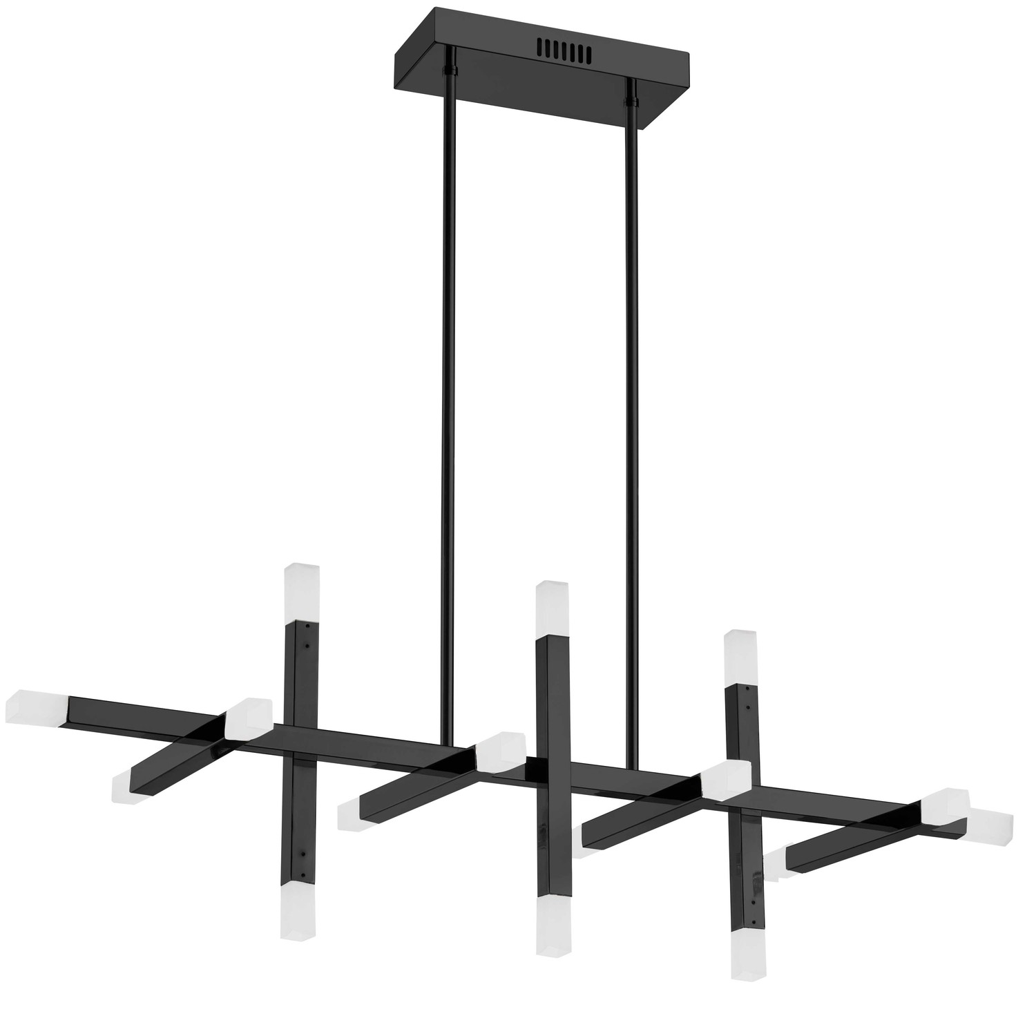 48W Horizontal Chandelier Matte Black with Frosted Acrylic Diffuser