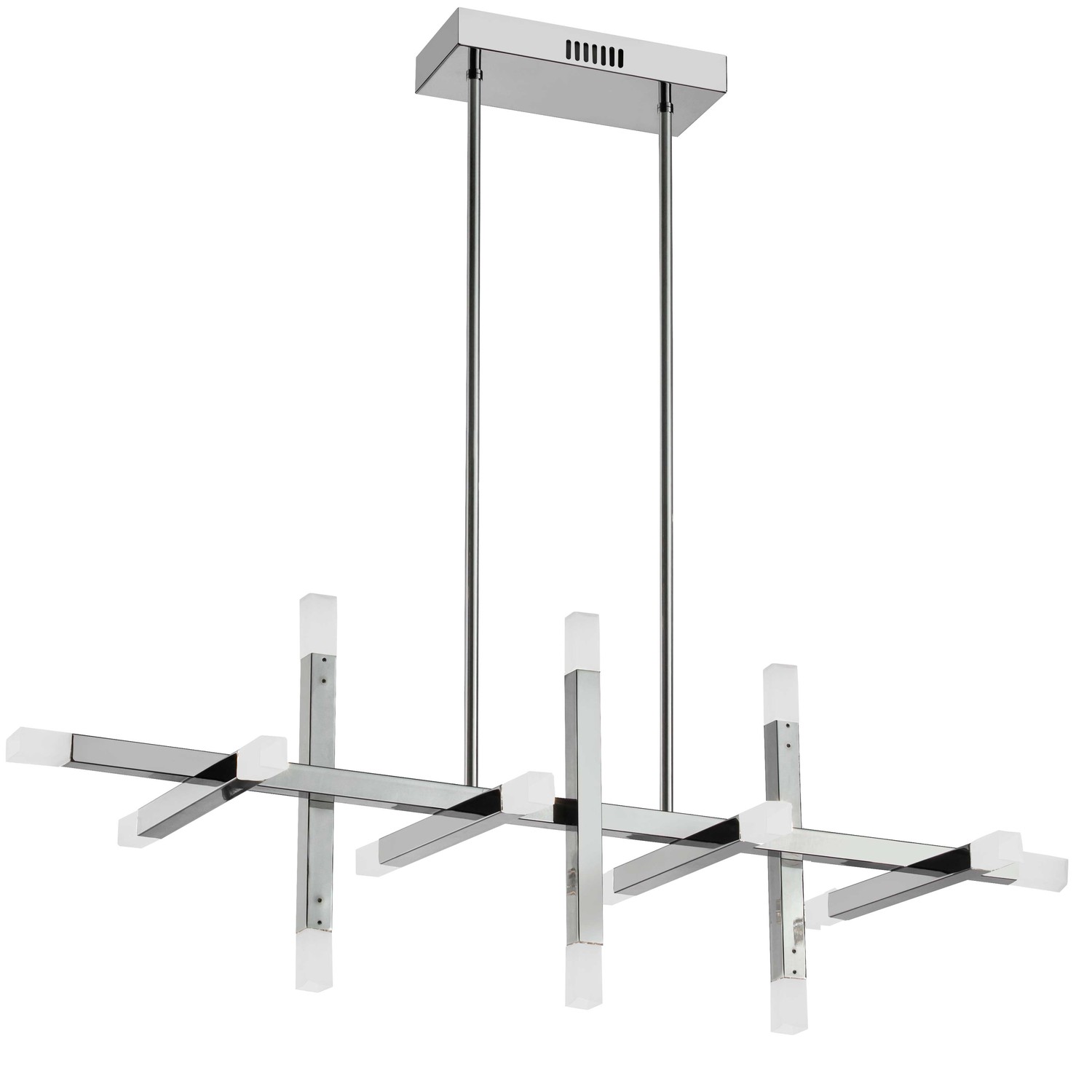 48W Horizontal Chandelier Polished Chrome with Frosted Acrylic Diffuser