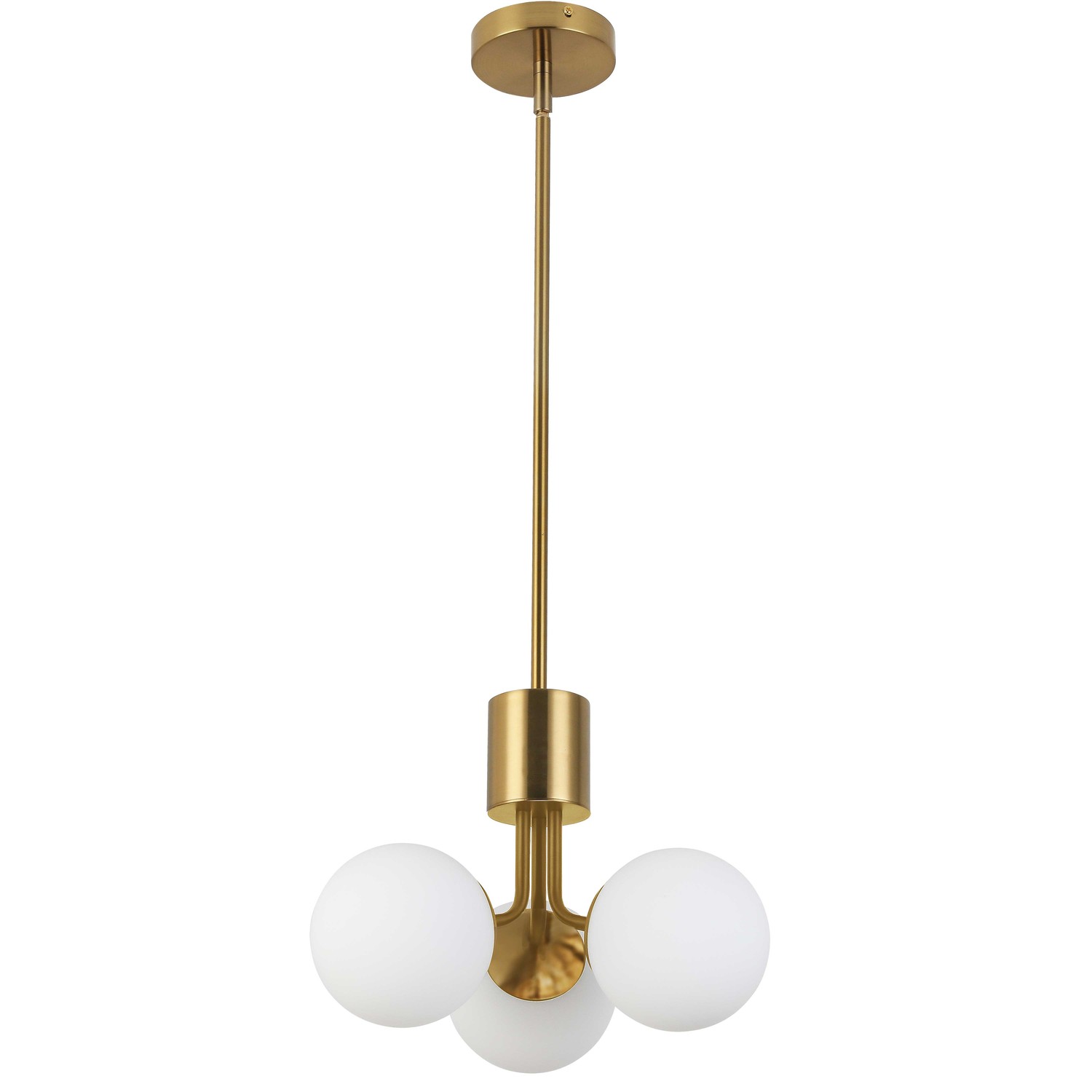 3 Light Halogen Pendant Aged Brass with White Opal Glass