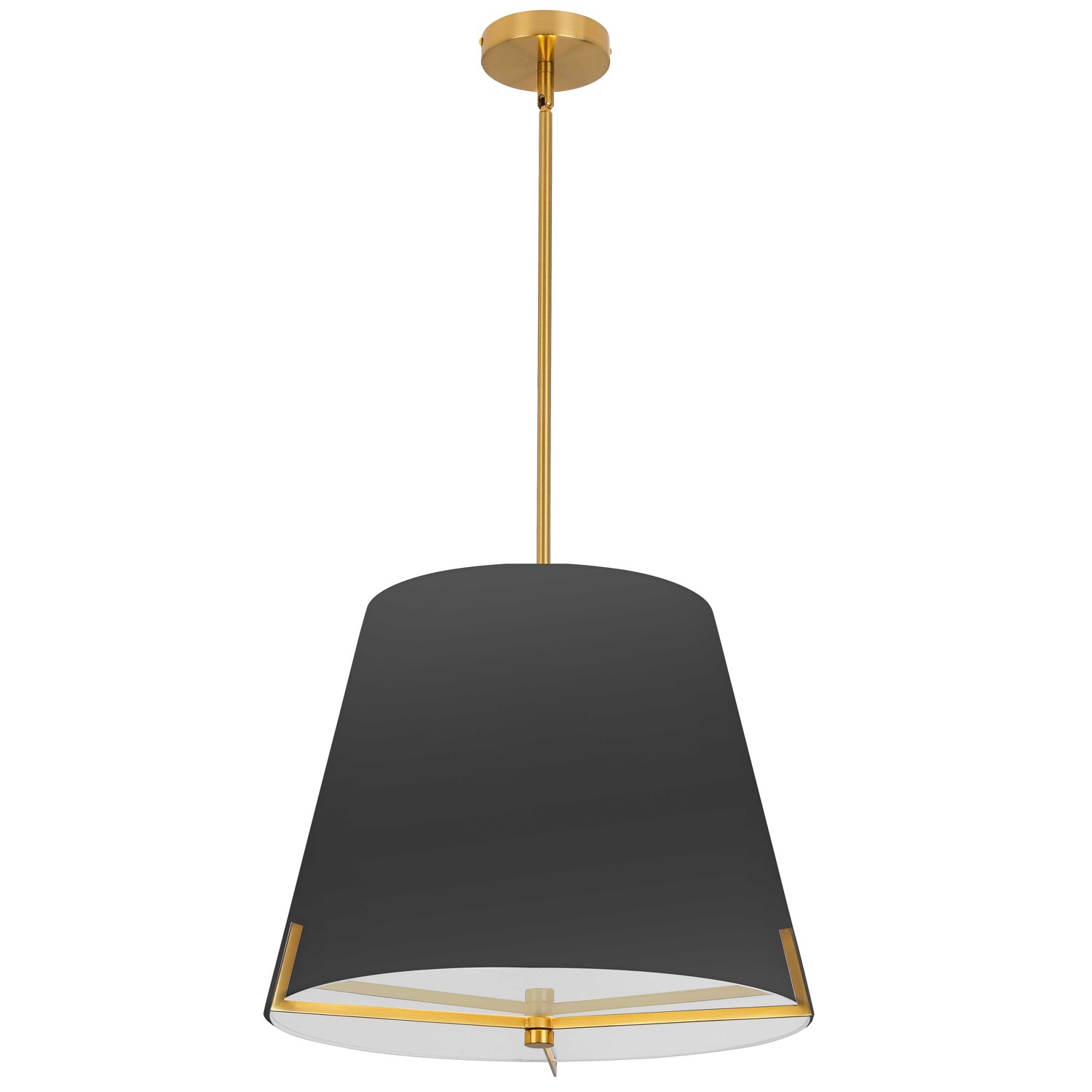 4 Light Incandescent Pendant Aged Brass with Black Fabric shade