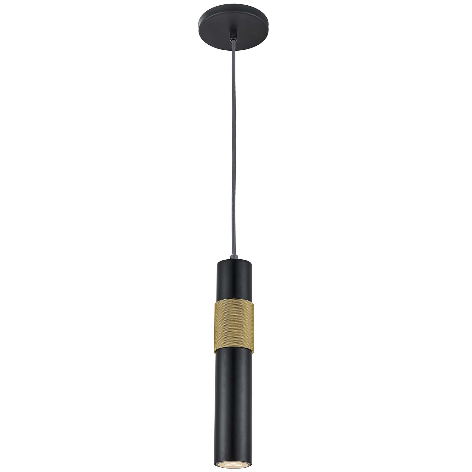 1 Light Halogen Pendant Matte Black/Aged Brass