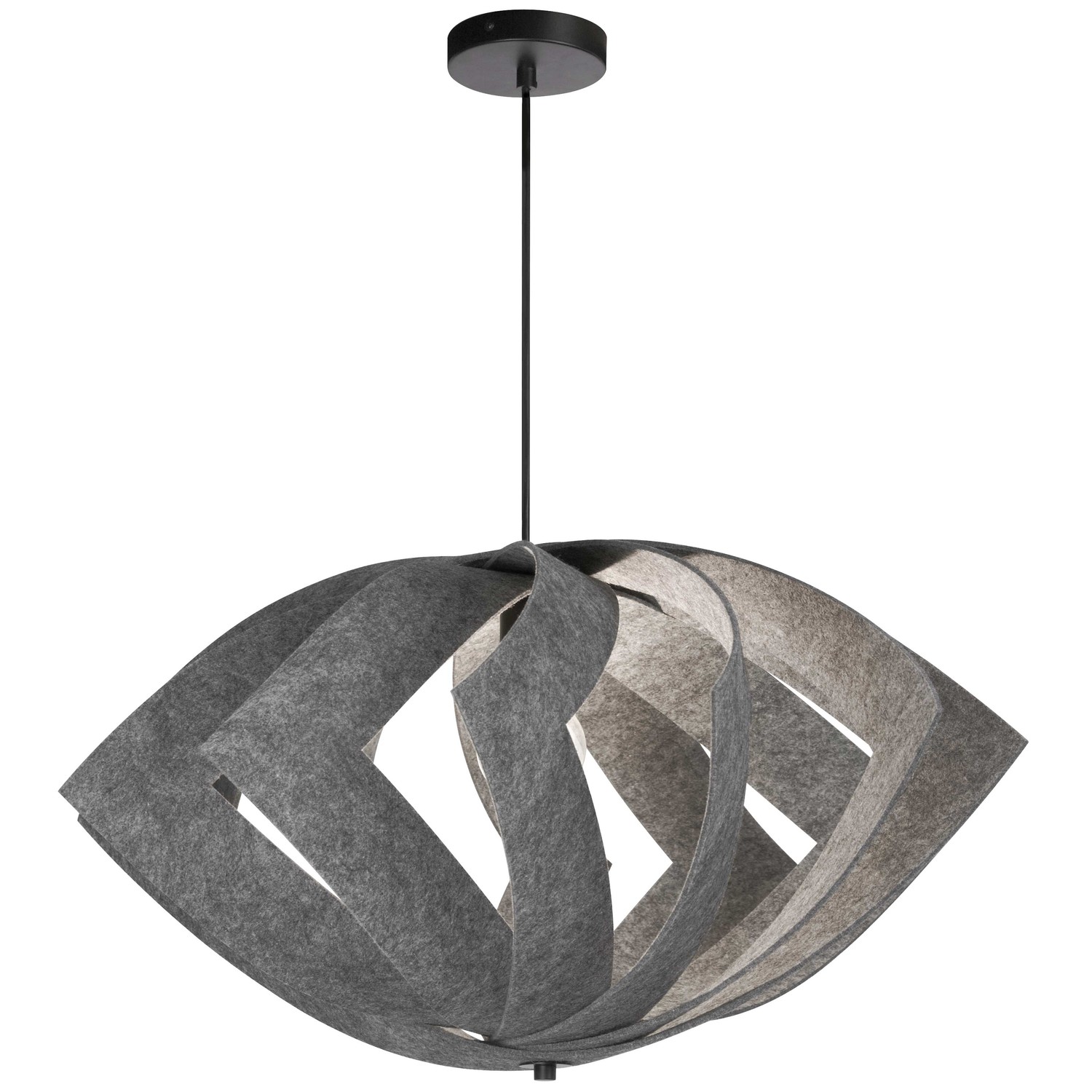 1 Light Incandescent Pendant Matte Black with Grey Shade