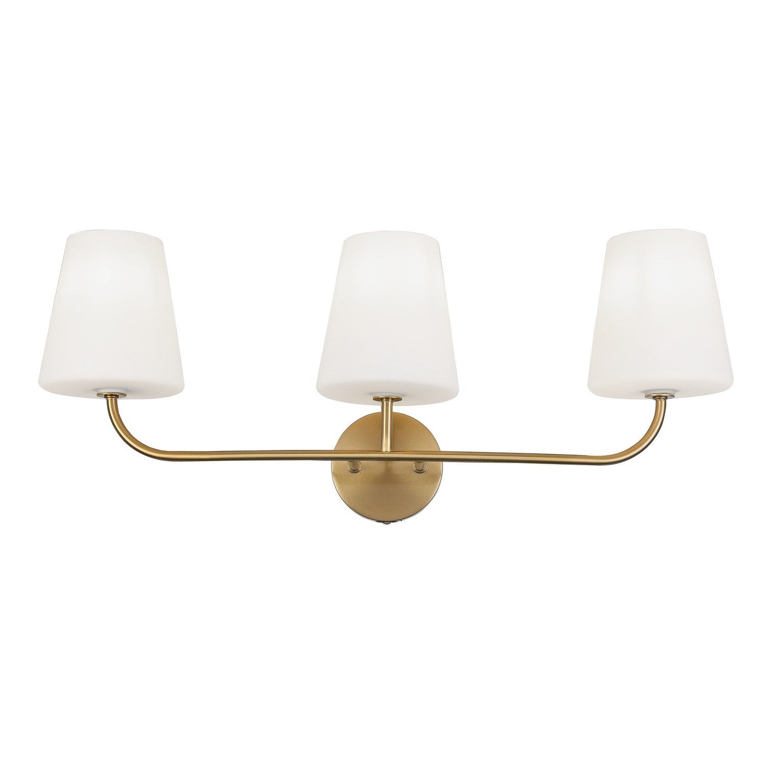 3 Light Incandescent Vanity Aged Brass with White Opal Glass