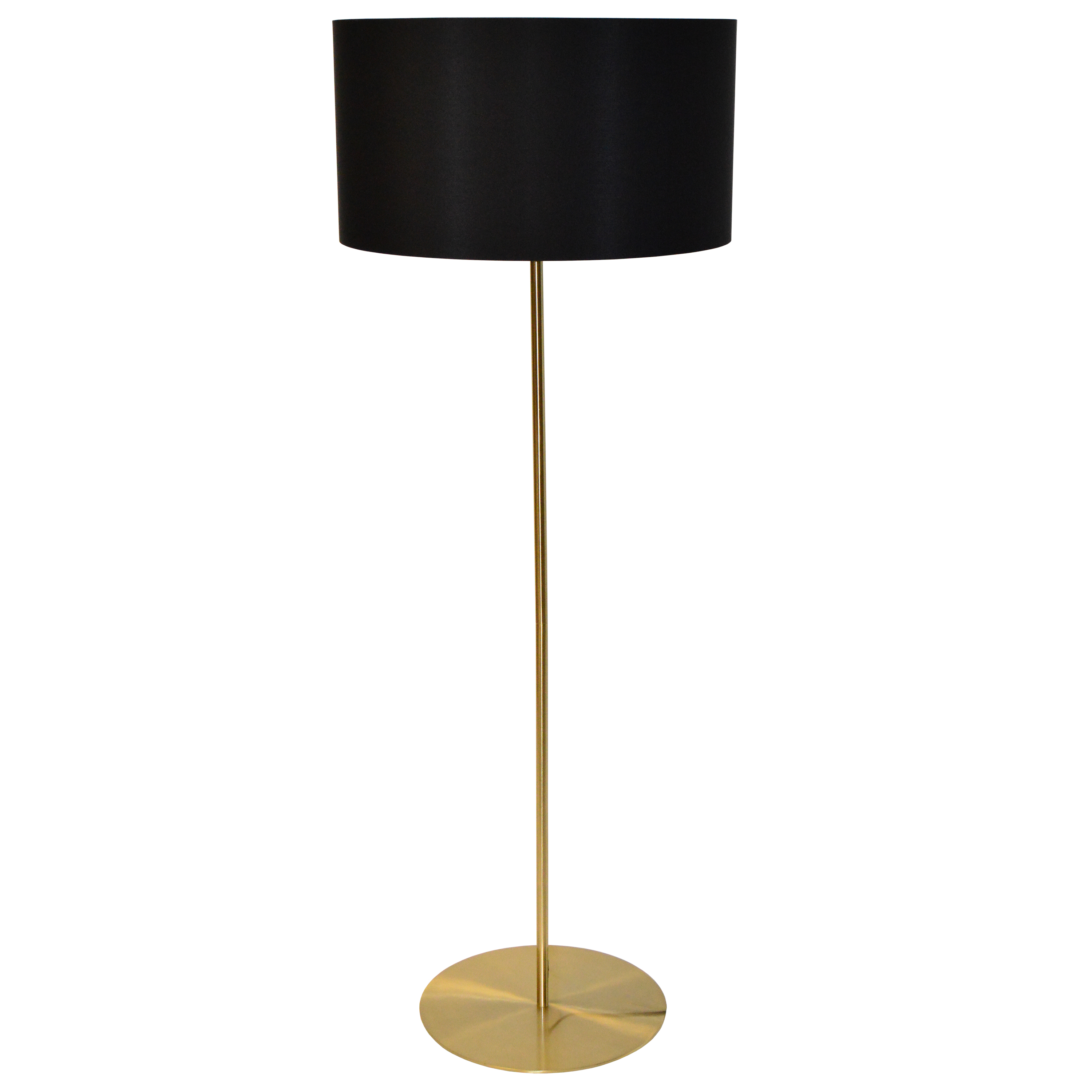 1LT Drum Floor Lamp w/ Black Shade Aged Brass