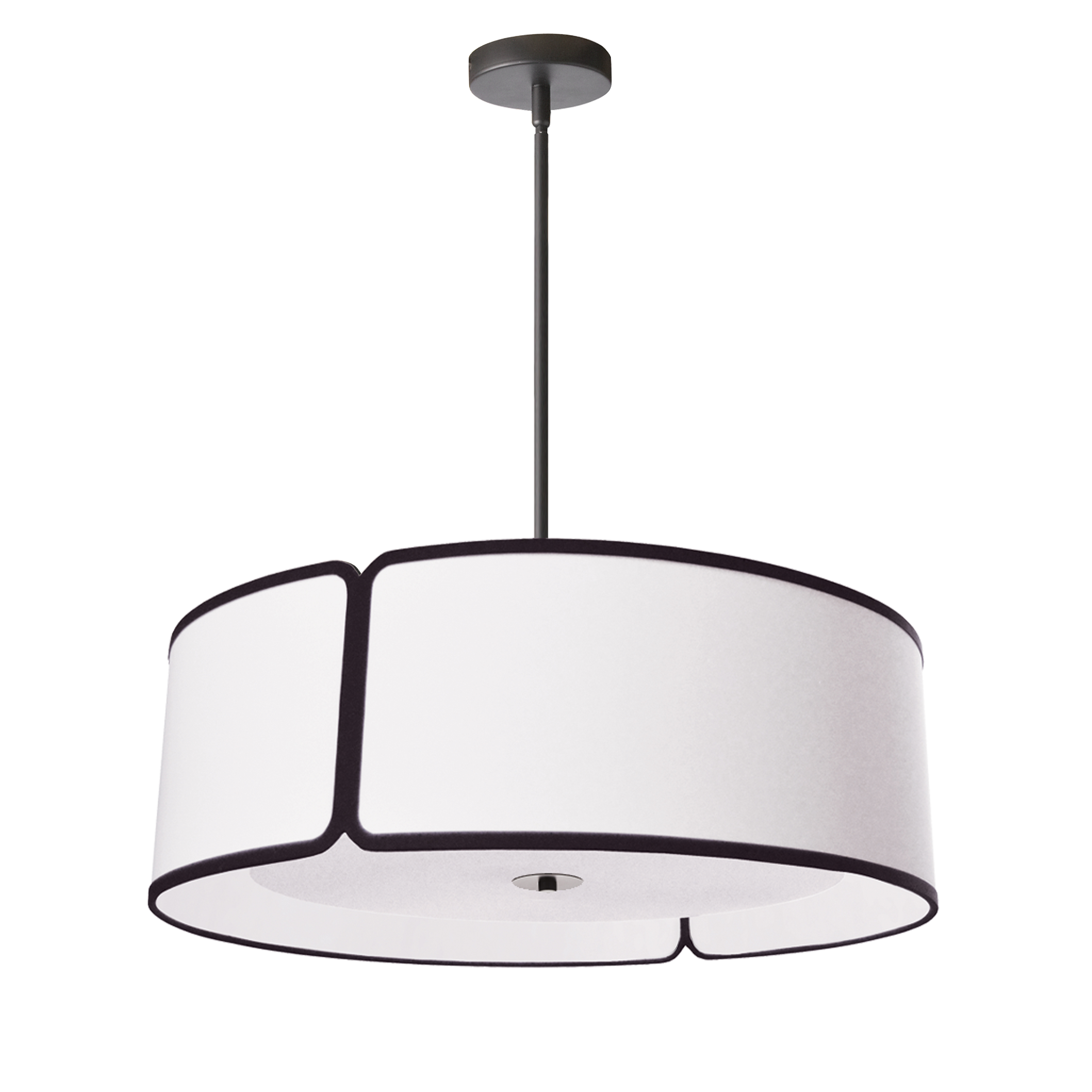 3LT Notched Drum Pendant Bk, Wh Shade & Diffuser