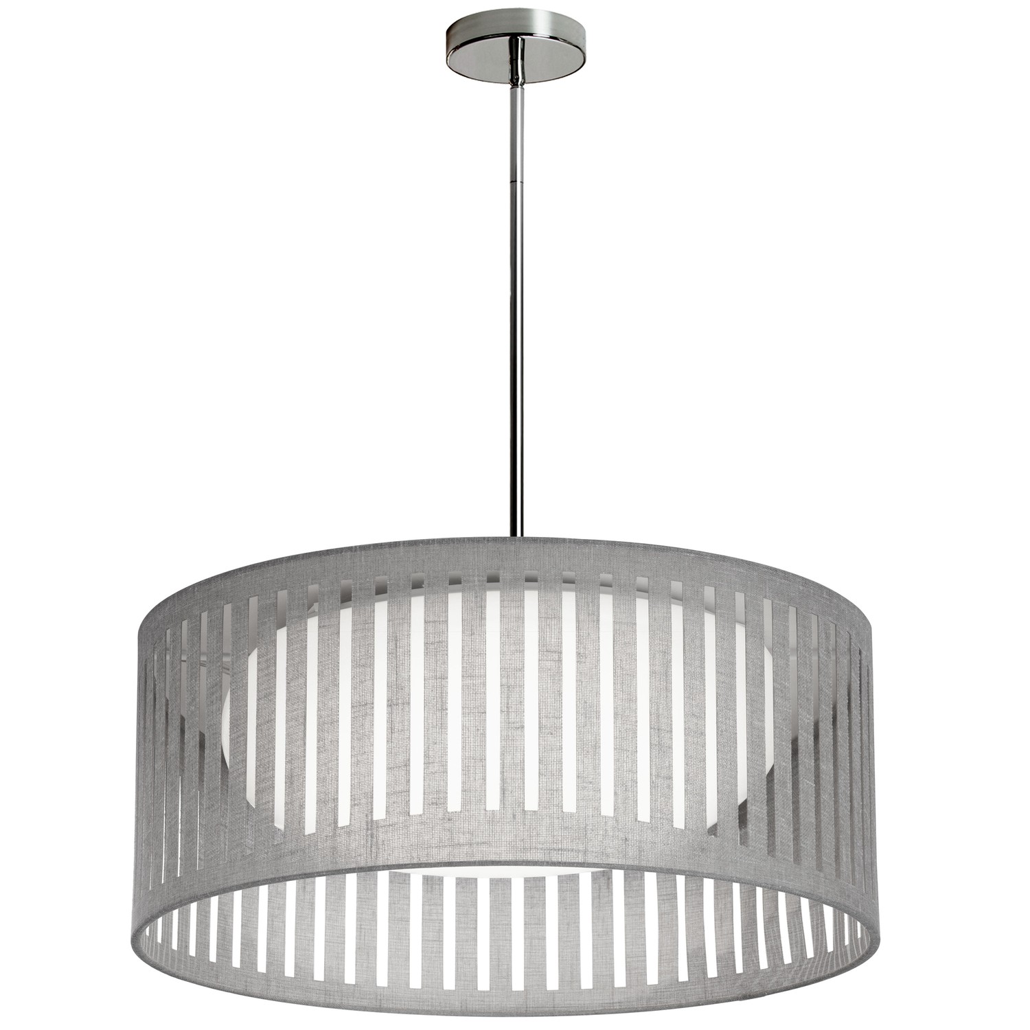 22W Slit Drum LED Pendant, Grey Shade