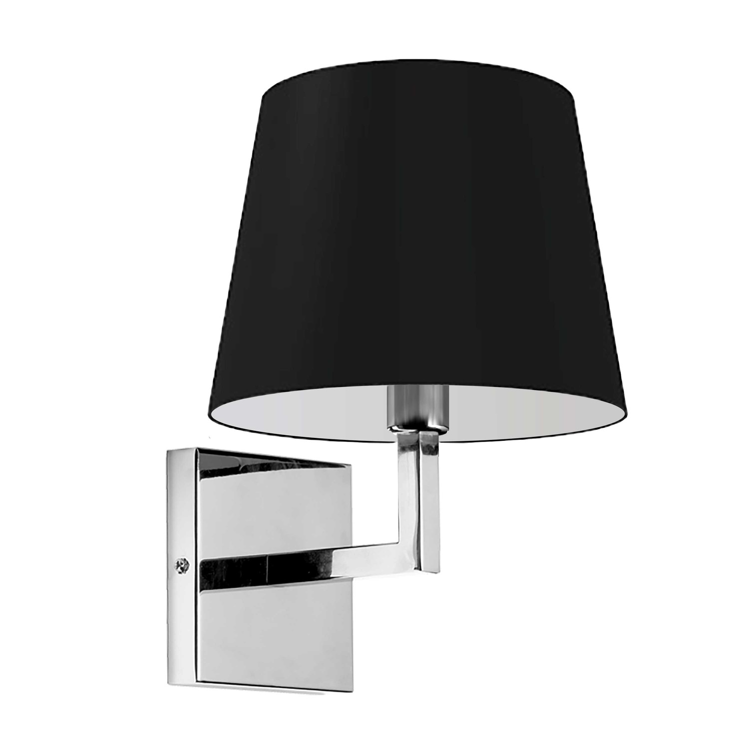 1 Light Incandescent Wall, Sconce Polished Chrome with Black Shade    (WHN-91W-PC-BK)