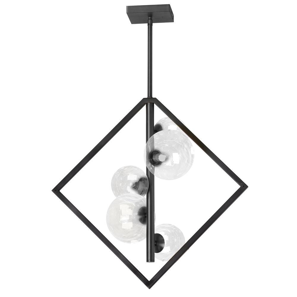 5 Light Halogen Pendant, Matte Black with Clear Glass     (GLA-215P-MB-CLR)