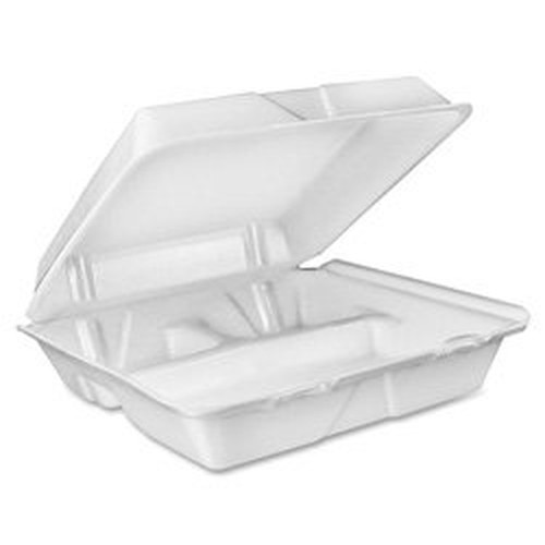 Dart Large 3-compartment Foam Carryout Trays - Foam Body - 200 / Carton