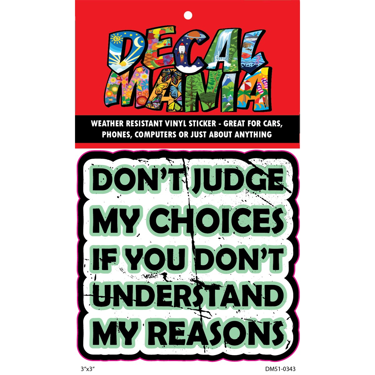 Decal DONT JUDGE MY REASONS 2PK 3IN