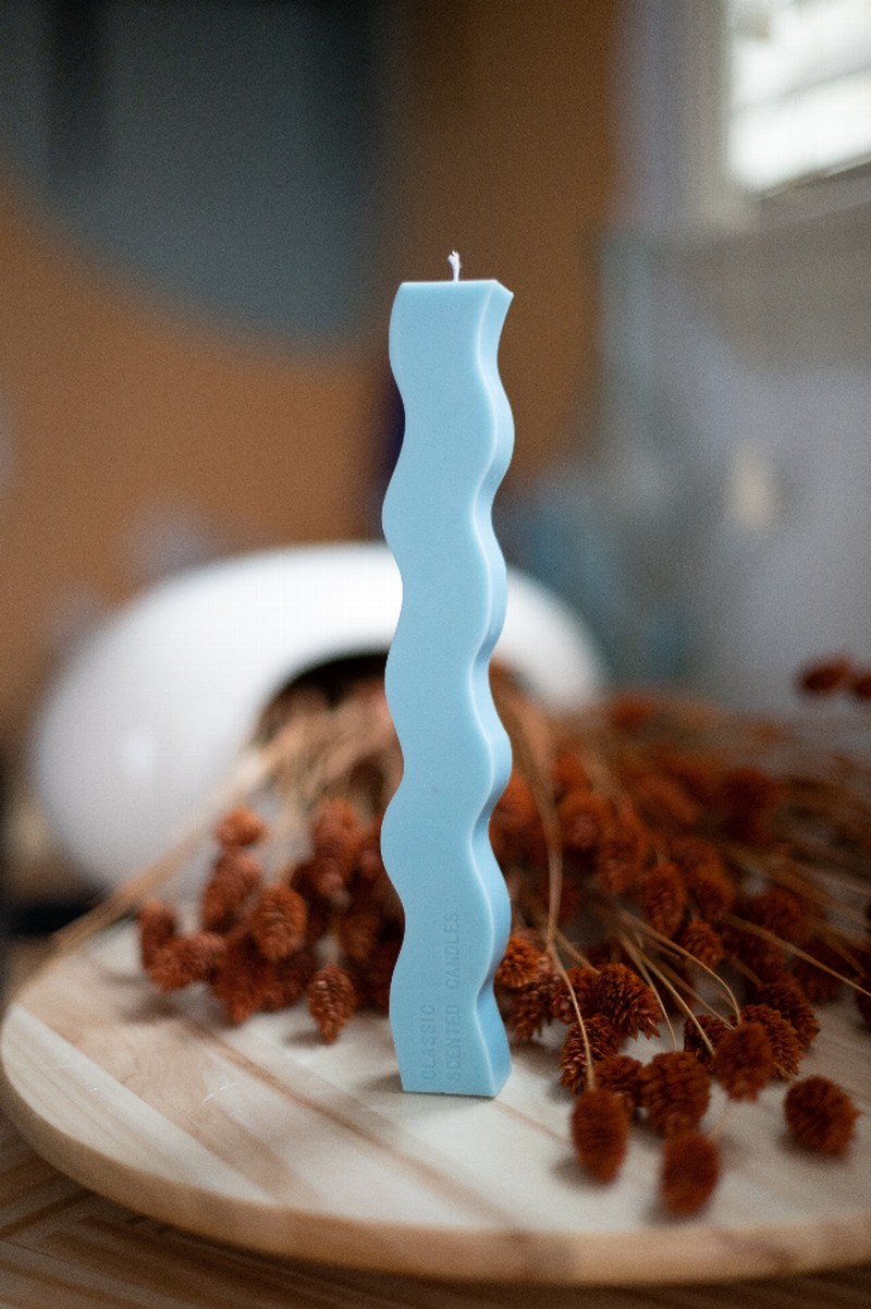 Wavy Taper Candle Collection - Baby Blue (HomeTown)