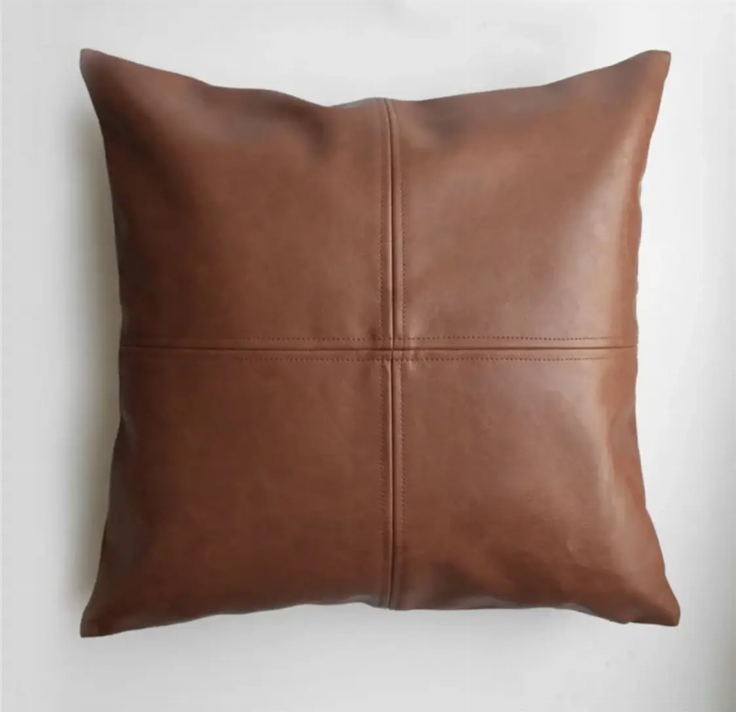 Faux Leather Throw Pillow Cover - 20x20 Brown