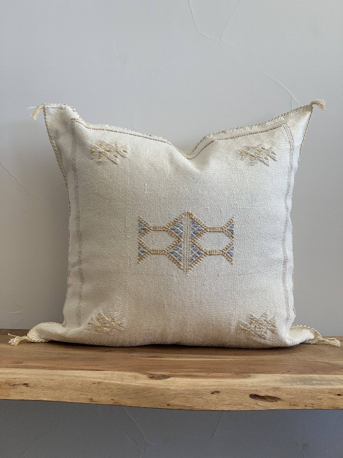 Handmade Cactus Silk Throw Pillow Covers - 18x18/20x20 White