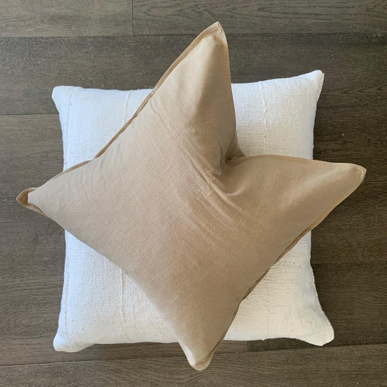 Linen Throw Pillow Covers Vegetable Dyed Linen - 18x18 Mustard