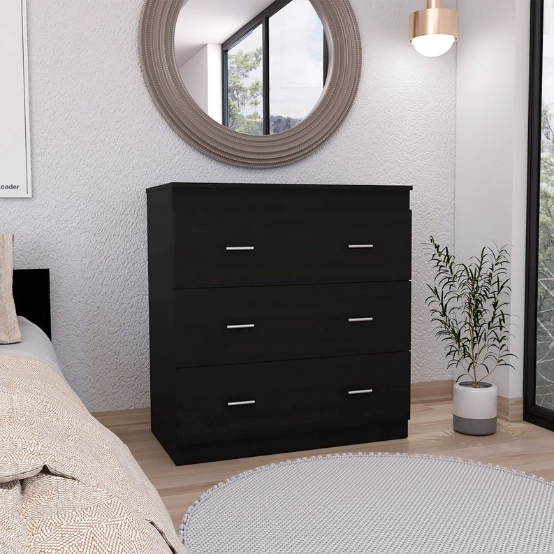 Capri Three Drawer Dresser-Black