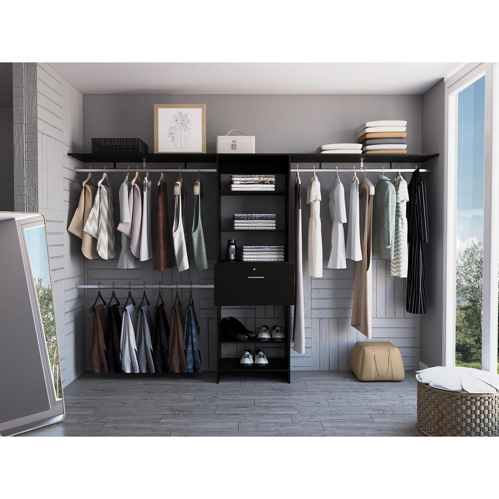 Zamora 70"W - 118"W Closet System Black Wengue