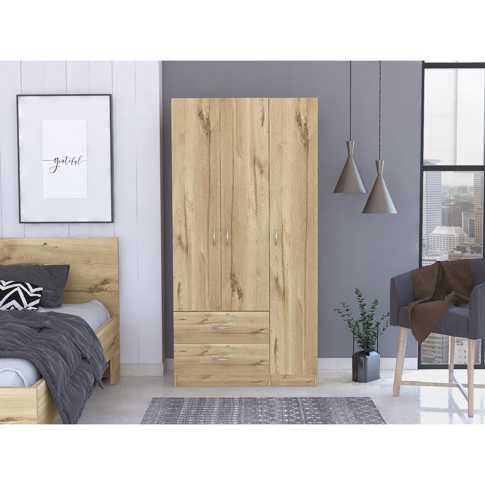 Bosko 3 Doors Armoire - Light Oak/Black