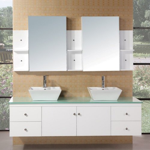 Portland 72" Double Sink - Wall Mount Vanity Set in White