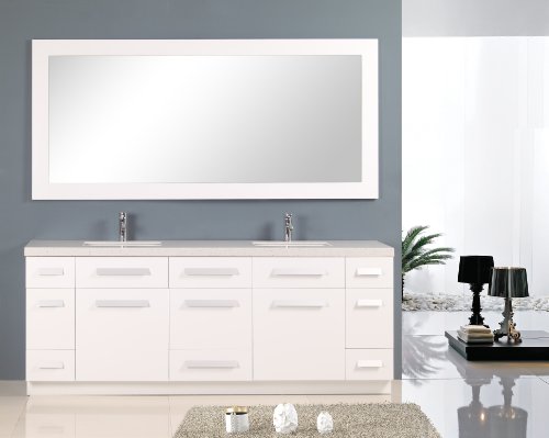 Moscony 84" Double Sink Vanity Set in White