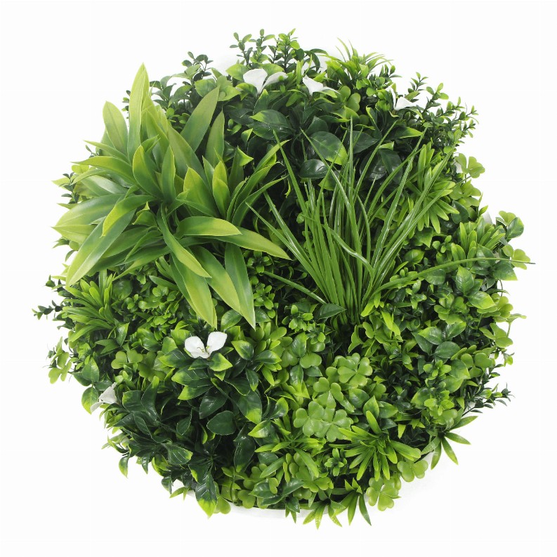 Artificial Green Wall Disc - 20" White Frame