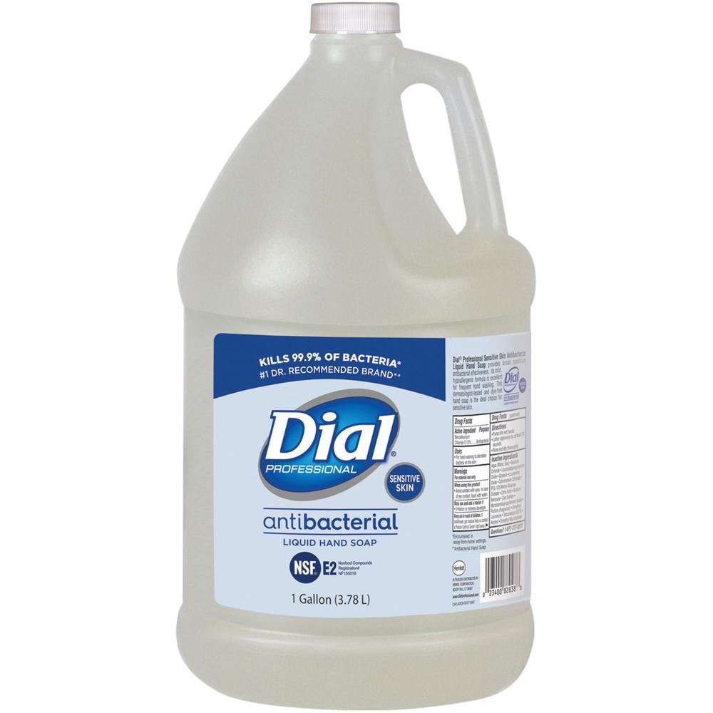 Dial Sensitive Skin Antimicrobial Soap Refill - 1 gal (3.8 L) - Kill Germs - Skin, Hand - Clear - 1 Each