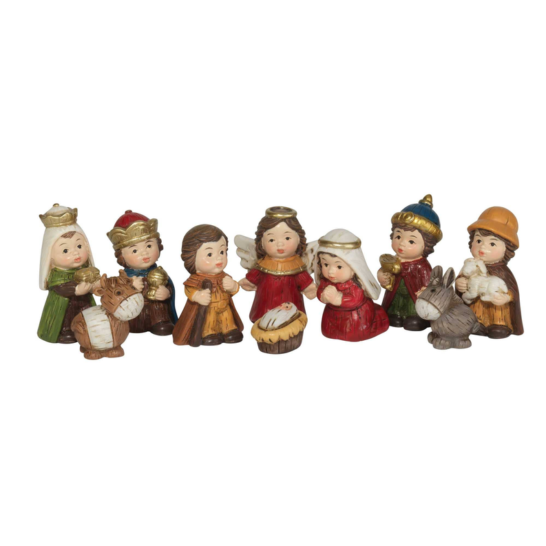 9 Piece Nativity Resin 1.75"H