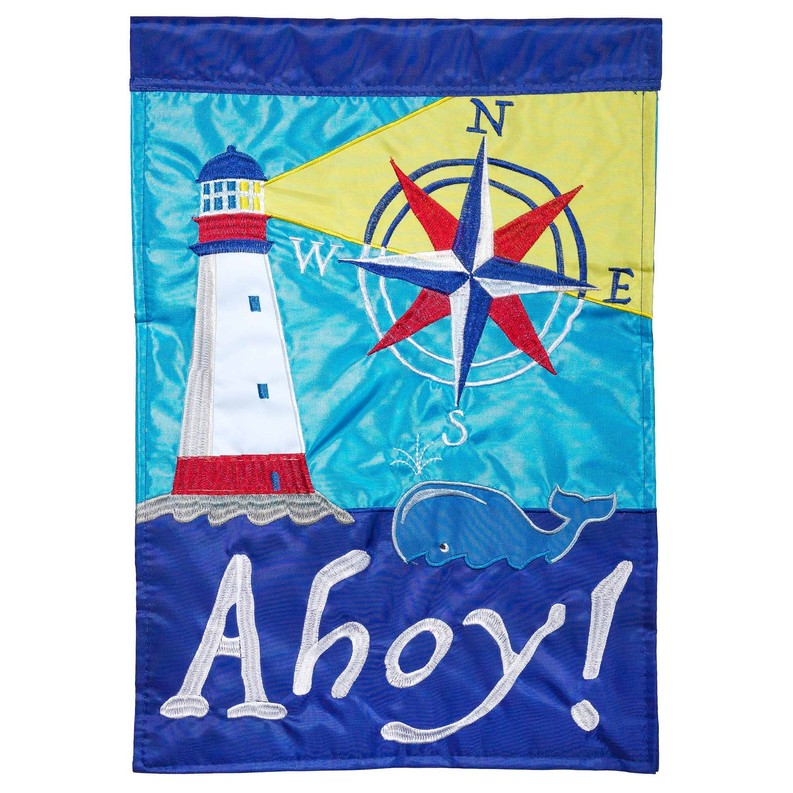 Ahoy Nautical Welcome Double Applique Garden Flag