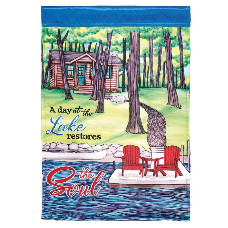 Cabin Day At The Lake House Flag Double Applique