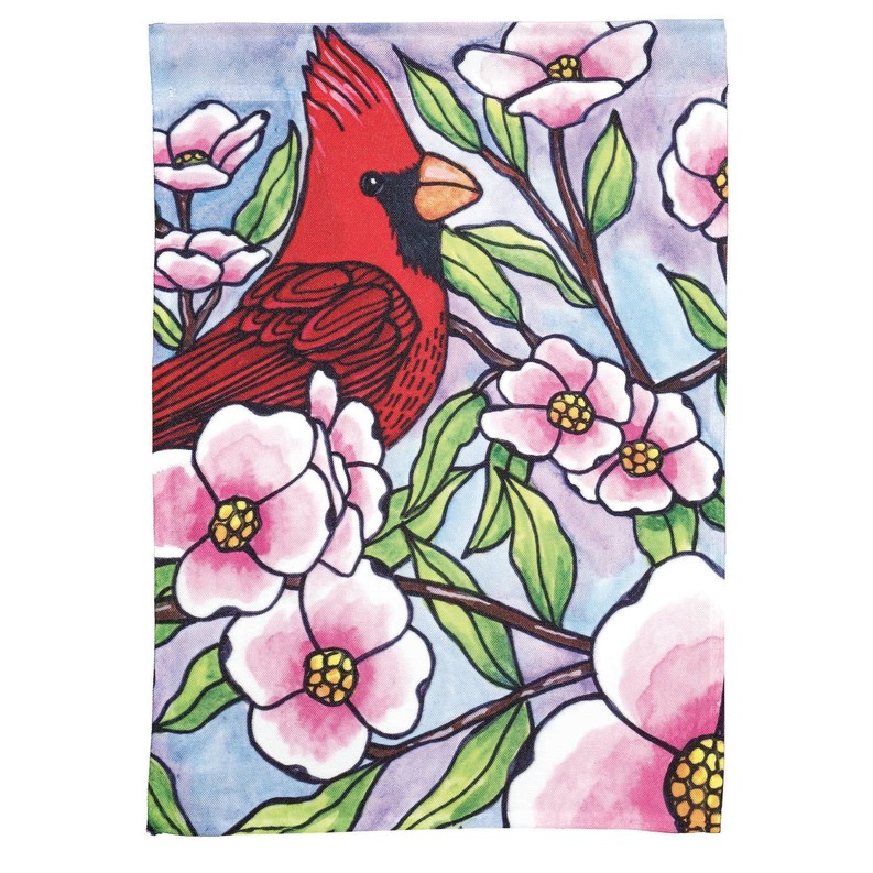 Cardinal Dogwood Blooms Print Flag