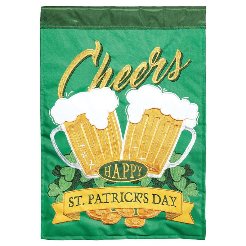 Cheers St. Patrick's Day Double Applique Garden Flag