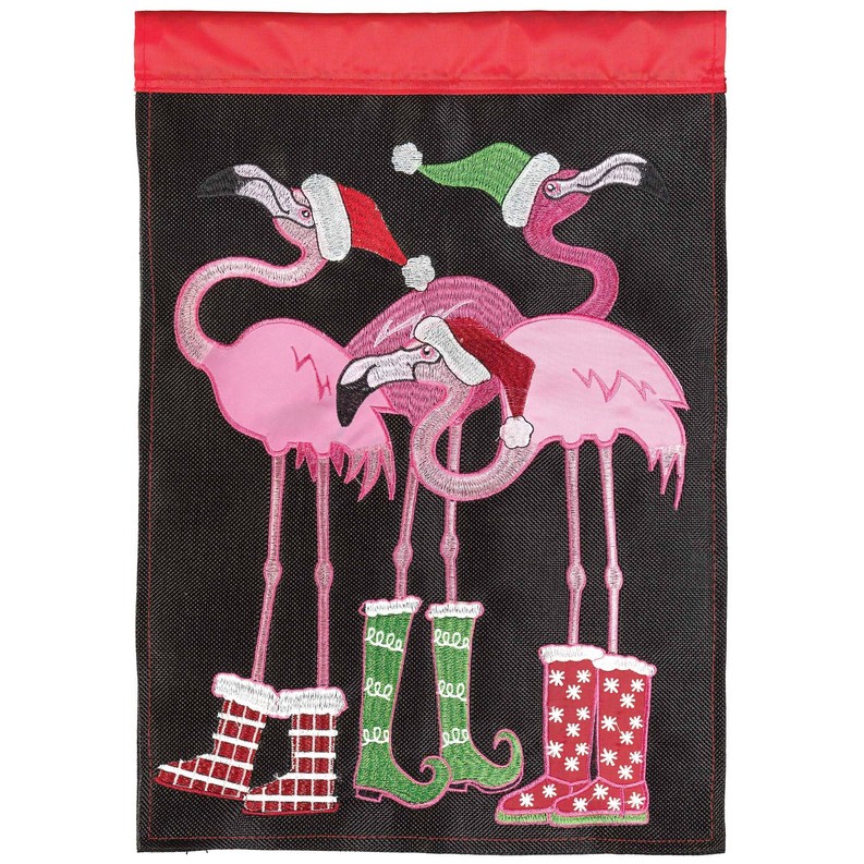 Christmas Flamingos Flag Poly 