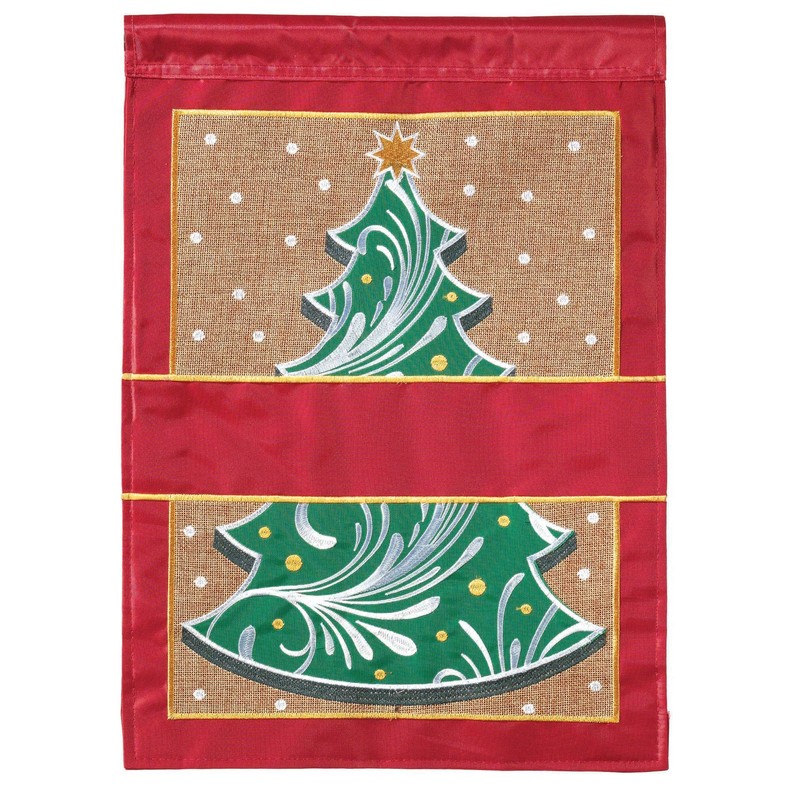 Christmas Tree Burlap Garden Flag