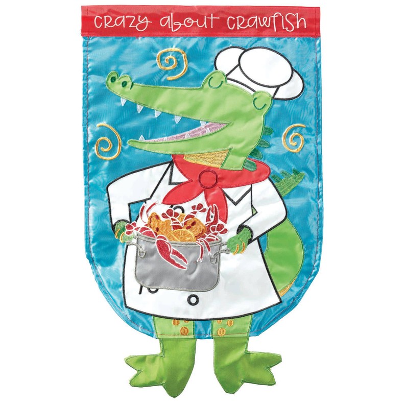 Crazy About Crawfish Alligator Flag