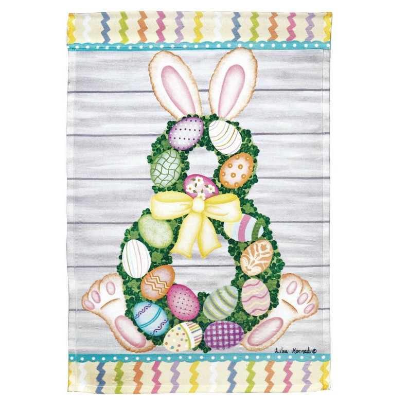 Easter Bunny Wreath Print Garden Flag