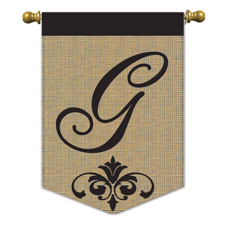 Elegant Monogram Burlap Garden Flag