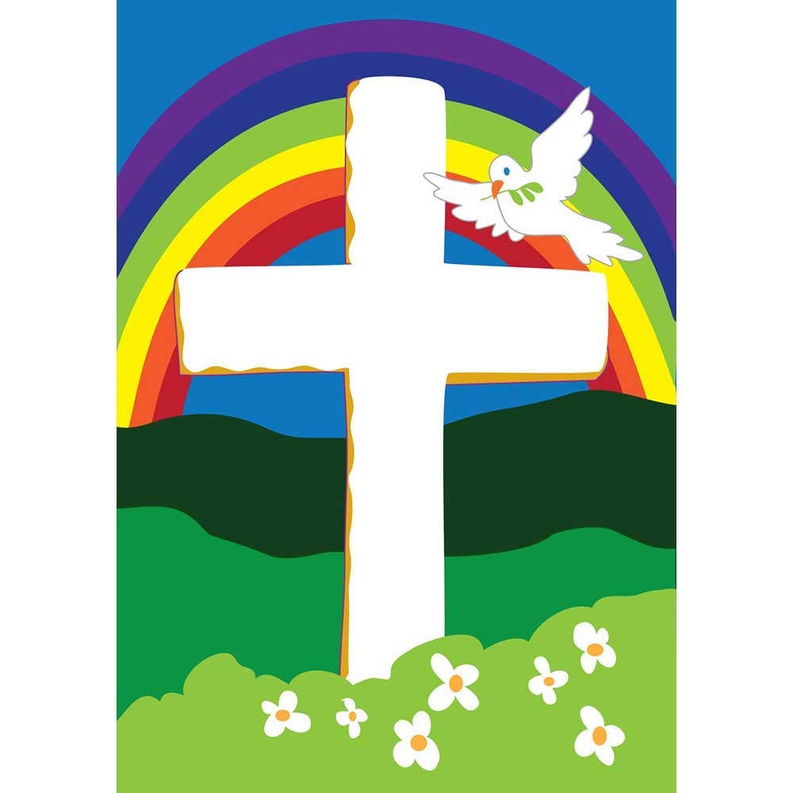 Faith Rainbow Cross Double Applique Garden Flag