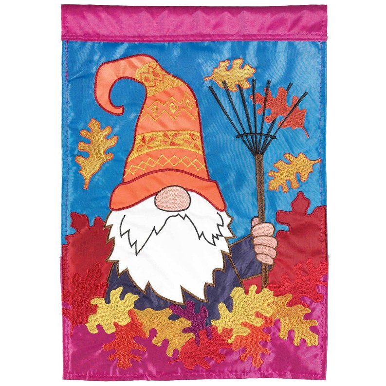 Fall Gnome With Leaves Flag Burlap