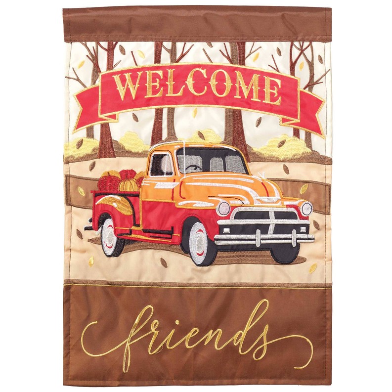 Fall Truck Welcome Flag Poly 