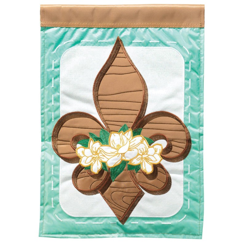 Flag Fleur-De-Lis Magnolia Burlap 