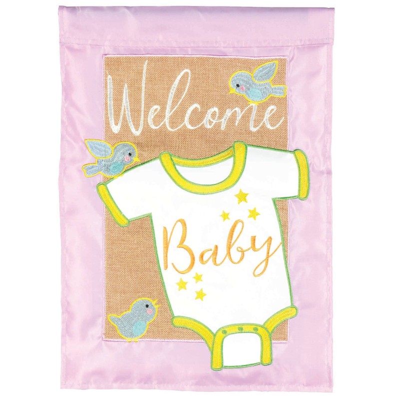 Flag Welcome Baby Burlap Polyester 