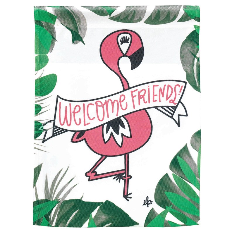 Flamingo Welcome Friends Print Flag