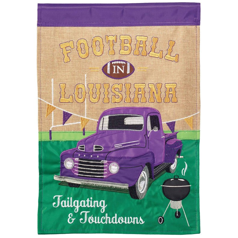 Football In La Pur&Gold Flag Burlap Garden