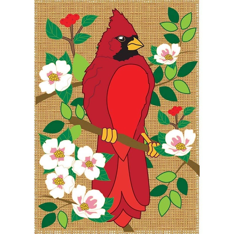 Garden Cardinal Burlap Flag