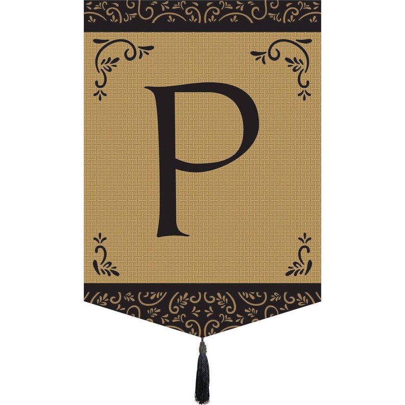 Garden Monogram Tassel Burlap Flag