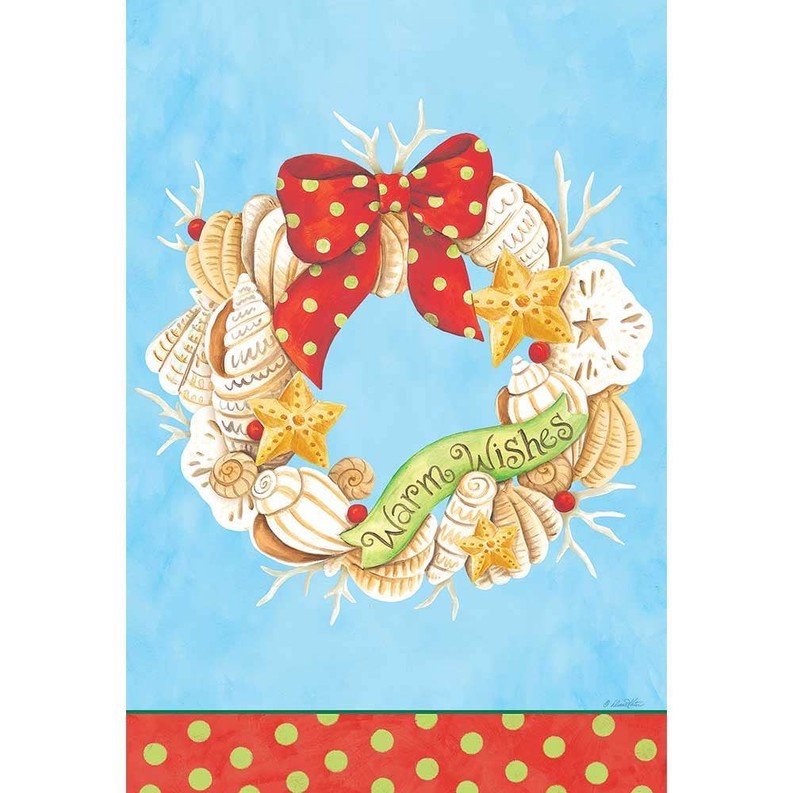 Garden Prt Warm Wish Coastal Wreath Flag