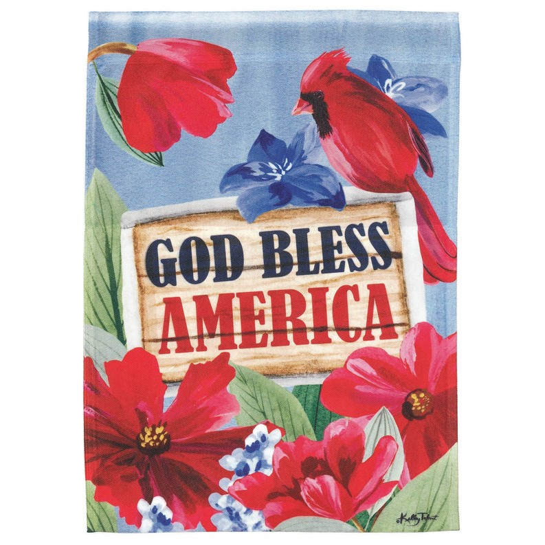 God Bless America Bird Flowers House Flag