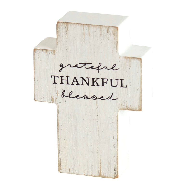 Grateful Thankful Blessed Tabletop Cross