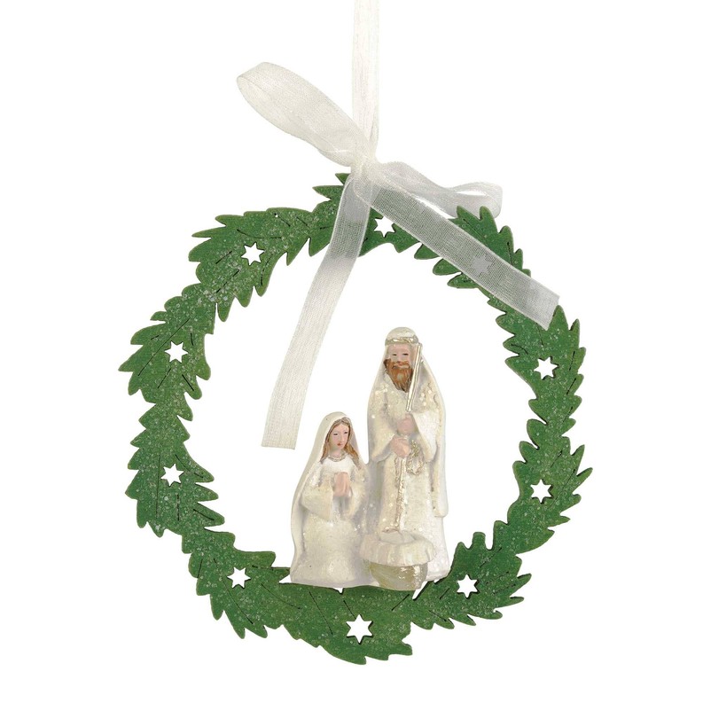 Holy Family In Wreath Ornament 